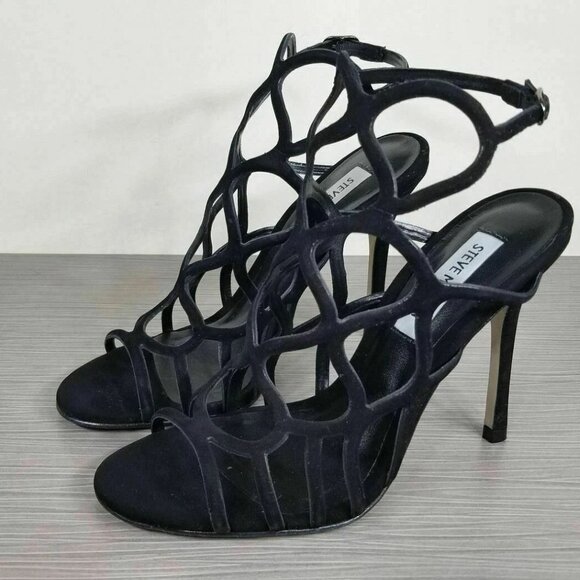 Steve Madden Teagan Sandal, Black Nubuck, Womens Size 6.5 & 7 - Picture 3 of 9